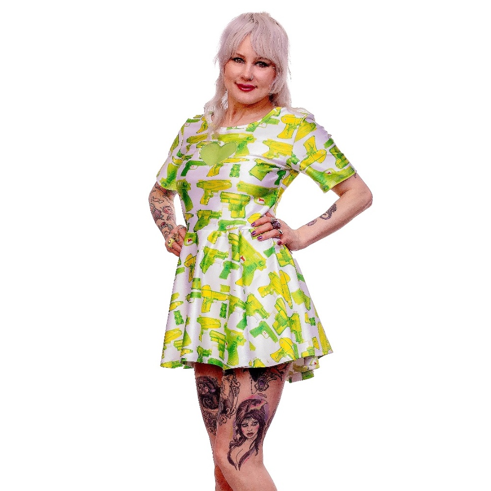 FASHION WH0RE Green Water Gun Dress